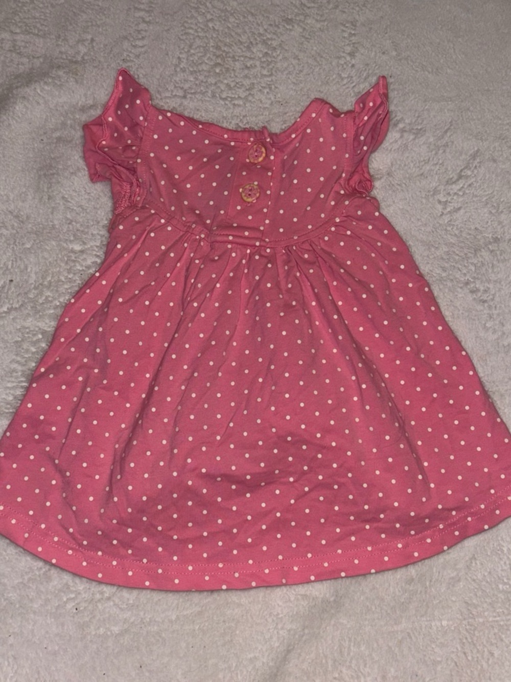 Girls Pink Polka Dot Short Sleeve Dress - Casual Everyday